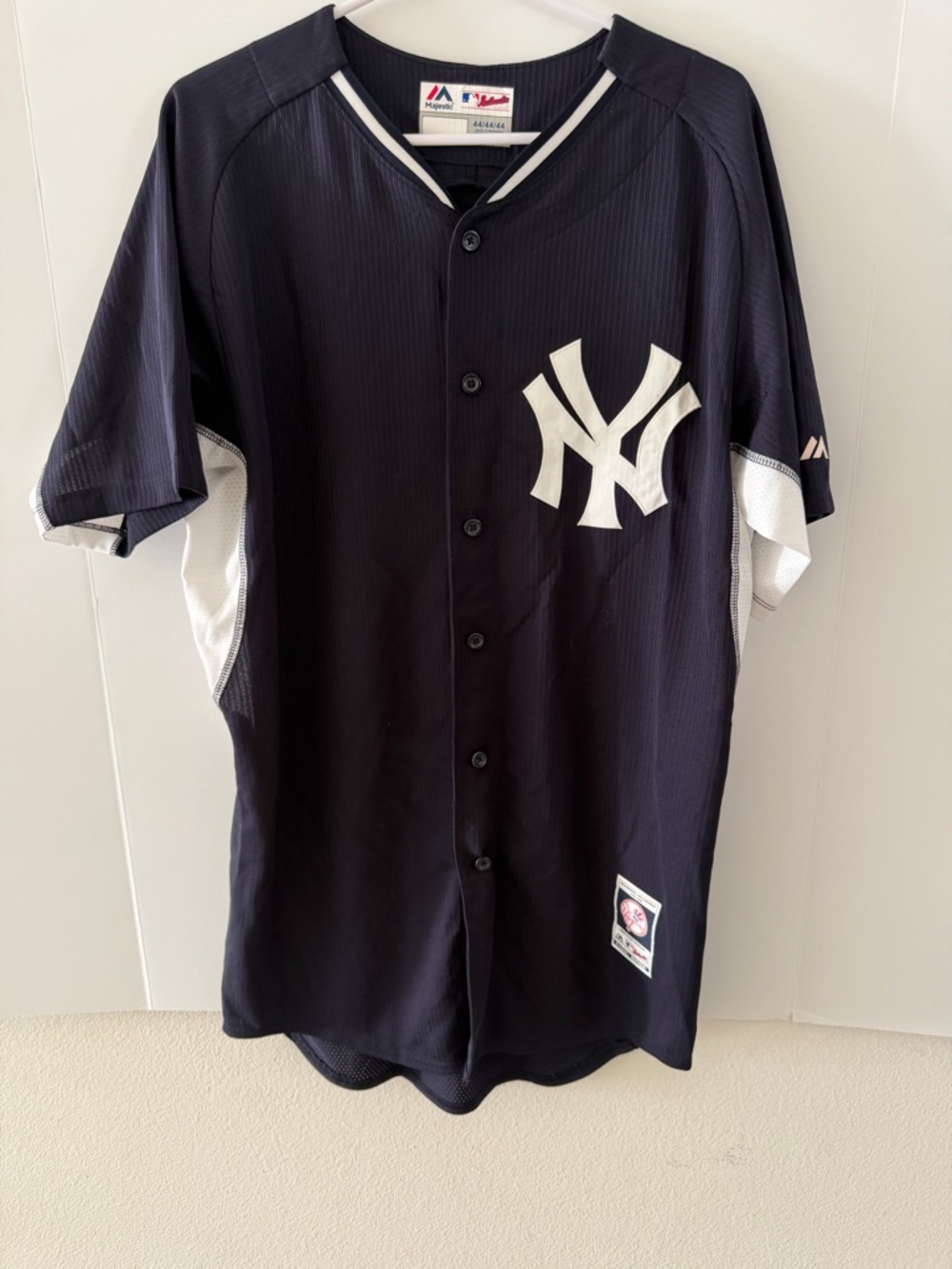 Majestic New York Yankees Navy and White Button-Up Jersey Derek Jeter